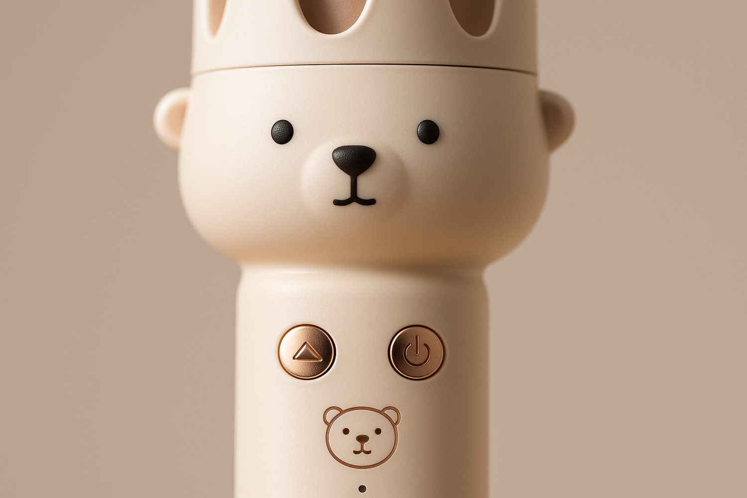 Detailed close-up of bear face and controls