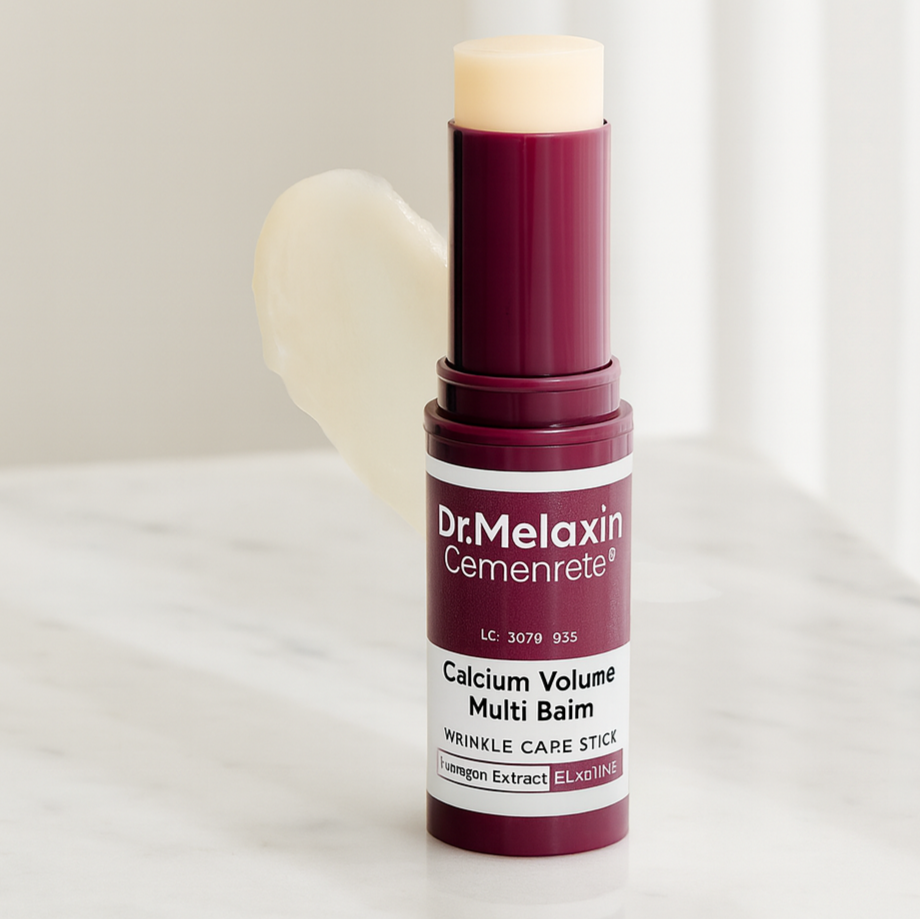Luxury product photo with Dr. Melaxin branding on marble surface